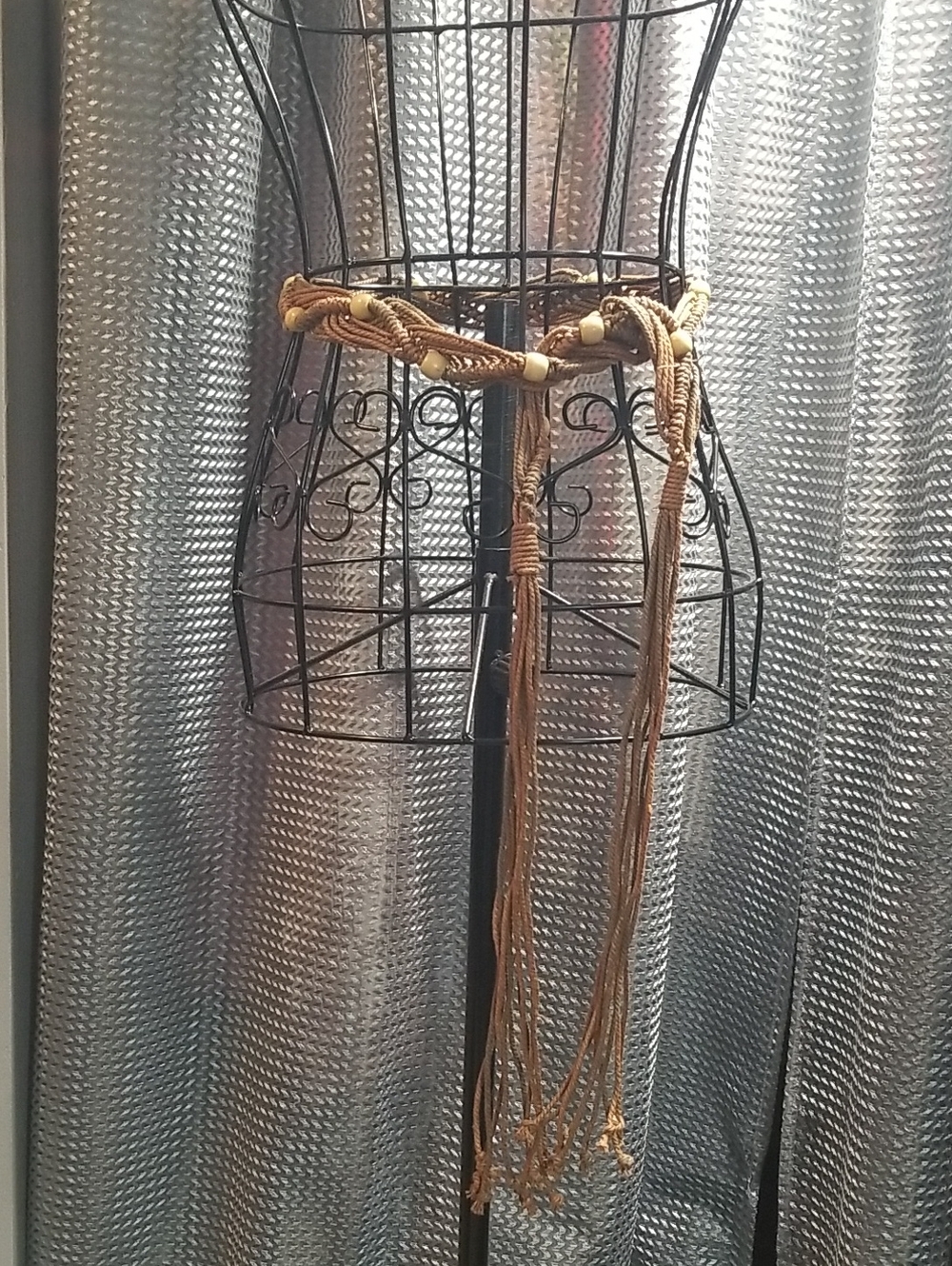 Braided Fringe Waist Belt in Tan